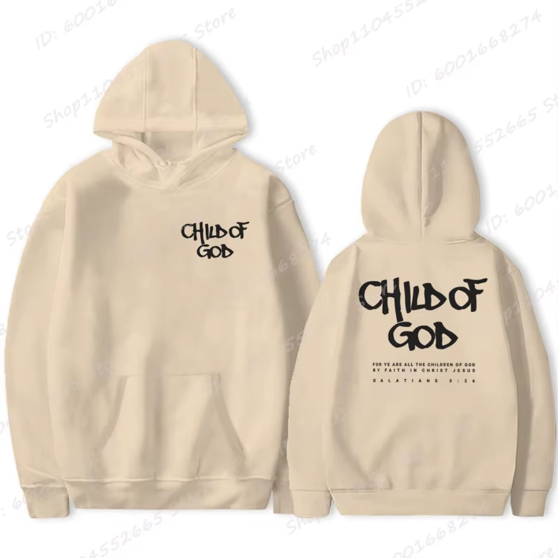 I Am a God Child Letter Print Hoodies Christian God Sweatshirts Hooded Pullover Pray the Lord Sweatshirt Women'S Clothing